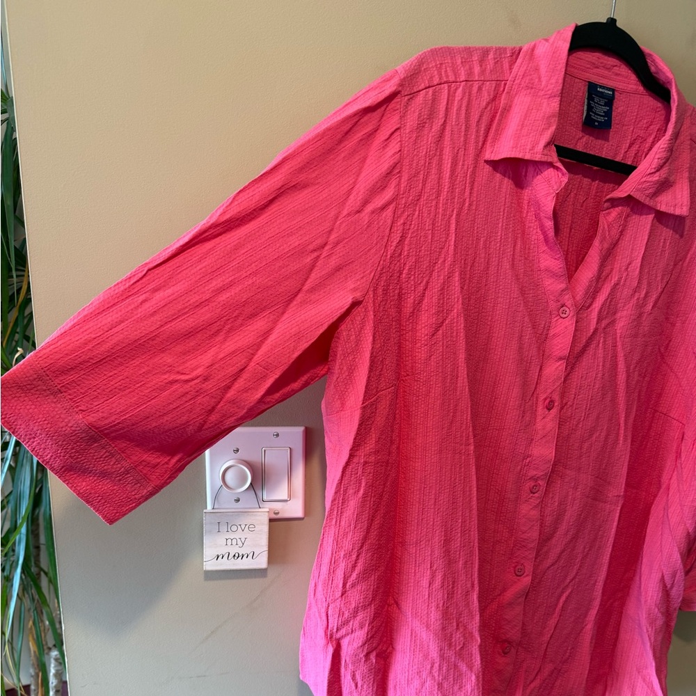 Basic Editions Bright Pink Button-Down Top - Picture 7 of 14